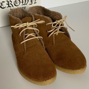 NWOT. Crown Vintage tan Suede flat booties.